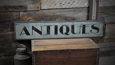 Distressed Antiques Sign - Rustic Hand Made Vintage Wooden