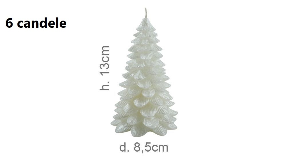Set 6 Pezzi Candele A Forma Di Albero Di Natale 8,5x13cm Bianco bal