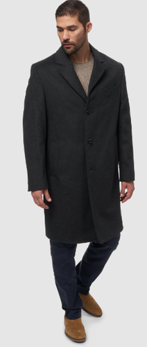 Pre-owned London Fog Dark Charcoal Men's Signature Wool-blend Overcoat, Us 38r In Gray