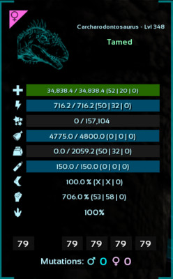 34.8K HP/706 MD CARCHAR ARK Survival Ascended PVE PC/XBOX/PS