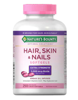Nature's Bounty HAIR SKIN and NAILS 250 Softgels Multivitamin 5000 mcg Biotin