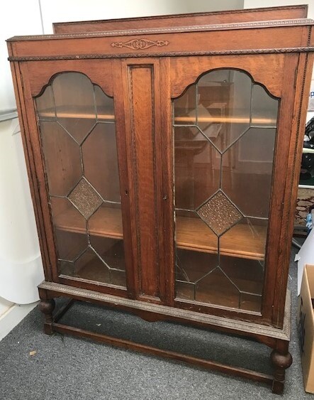 antique glass front display cabinet