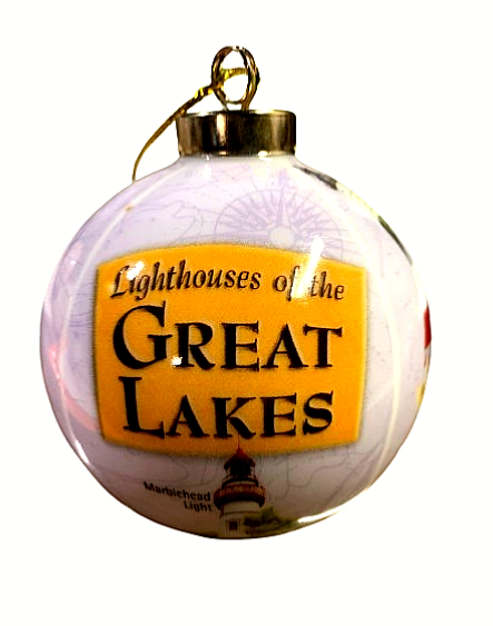 Lighthouses Of The Great Lakes Souvenir  Ornament Porcelain 3.5" MI OH MS ME NOS