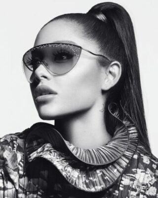 Pre-owned Givenchy Ariana 7152 Gold Gray Crystal Mask Runway Unisex Gv7152s Sunglasses