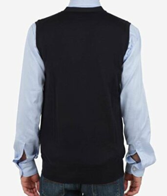 Pre-owned Paolo Pecora Vest Model Sweater In Worsted Yarn A006f001-6462-blu In Check Description
