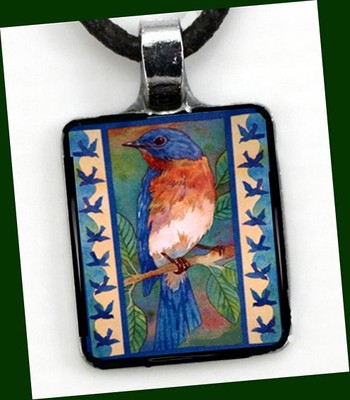 BLUEBIRD blue bird of HAPPINESS Art charm Pendant for Necklaces
