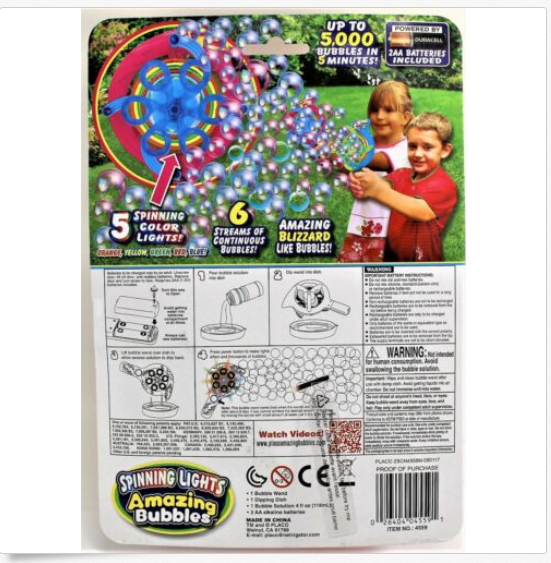 Automatic Bubble Blower Amazing Bubbles Spinning Lights Bubble Wand - Blue