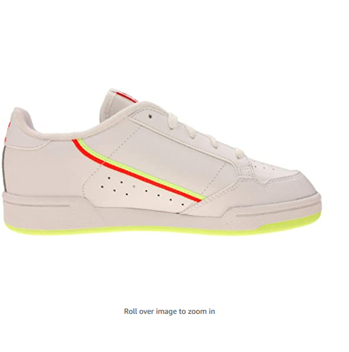Adidas Kids Continental 80 Casual Sneaker Shoes, White/Shock Red/Yellow
