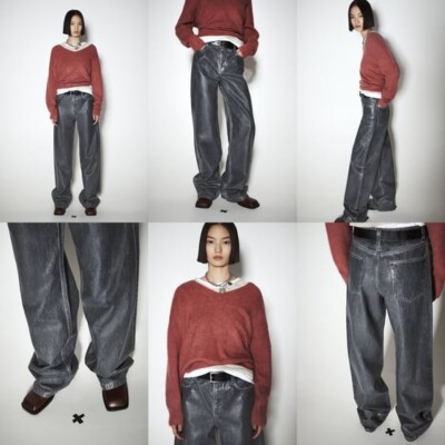 ZARA SS23 GREY STRAIGHT HIGH-RISE  METALLIC JEANS Z1975 SIZE 36 8-10 REF6164/213