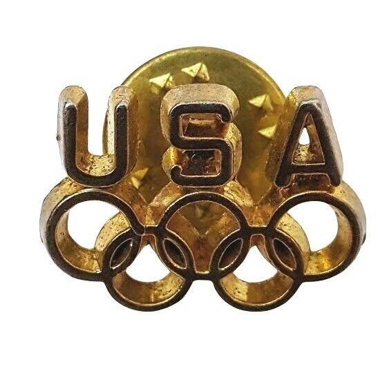 Vintage USA Olympics Rings Symbol Pin Gold Tone Lapel Tie Hat ...