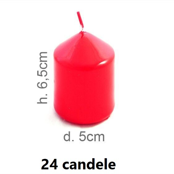 Set 24 Pezzi Candele Rosso Laccato 5x6,5cm Decorazione Casa dfh