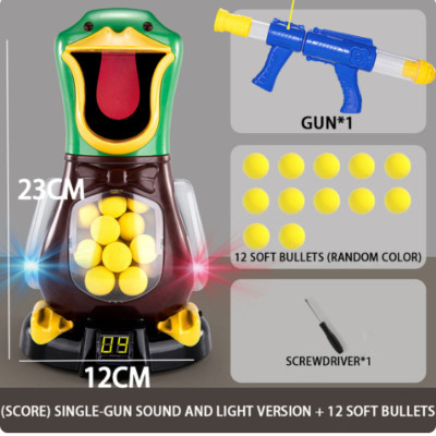 Funny Air Powered Safety Soft Bullet Gun Hit Me Hungry Shooting Duck Electronic