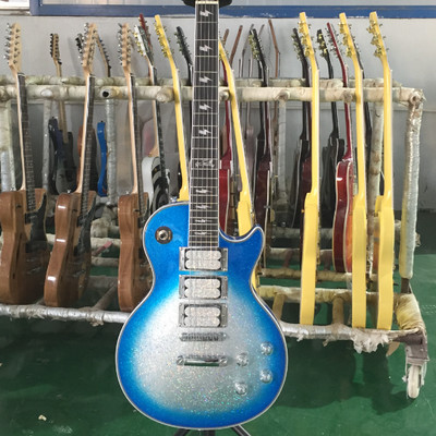 Blue Silver ACE LP Electric Guitar Solid Body Open H-H-H Pickups HPL Fretboard