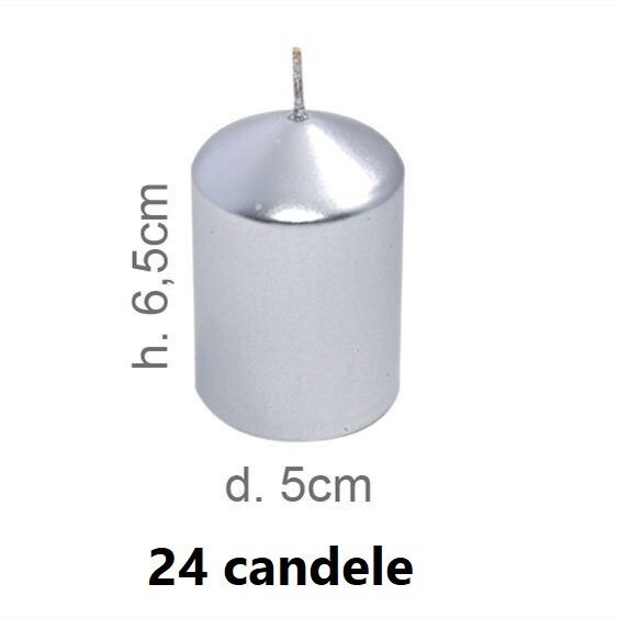 Set 24 Pezzi Candele Argento 5x6,5cm Decorazione Casa dfh