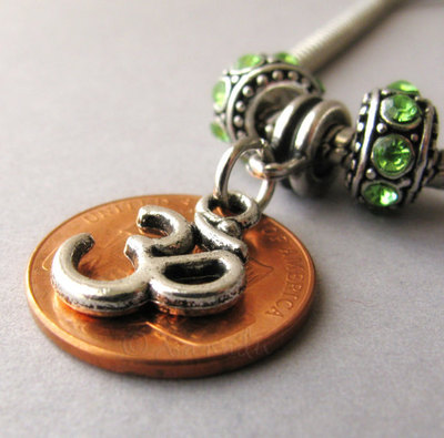 Om, Aum, Ohm Yoga Mediation Mantra Charm And Birthstones For European Bracelets