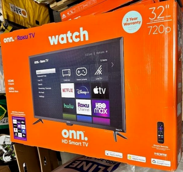 ONN 32" 720p LED Smart TV - Black Brand New NIB