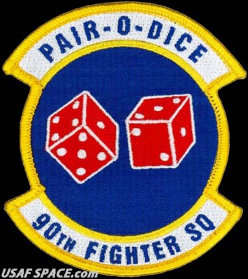 USAF 90TH FIGHTER SQ -90 FS- PAIR O DICE- Elmendorf AFB, AK - ORIGINAL VEL PATCH
