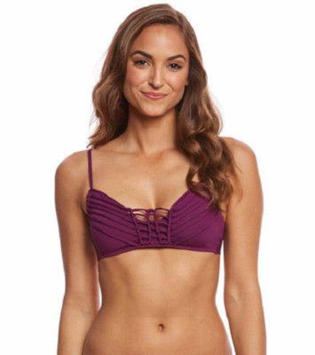 $80 Becca Rebecca Virtue No Strings Attached Purple Macrame Bikini Top M B927