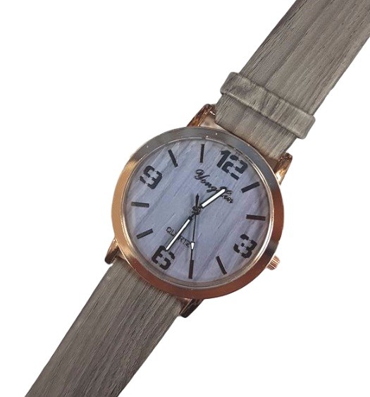 Orologio Da Polso Per Uomo Analogico Quarzo Fashion Moda Effetto Legno Grigi lac