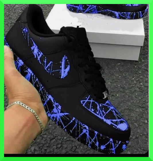 Nike airforce 1 black カスタム Custom Nike Air Force 1 Glitter Black Trainers - Any Size