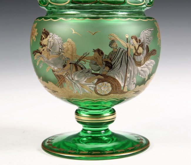 Magnificent Antique Czech Moser Glass Jar Wolfgang Berndt Enameled C.1910