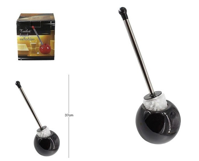 PortaScopino Porta Scopino + Scopettino Wc Bagno Water Ceramica Sfera Nera dfh