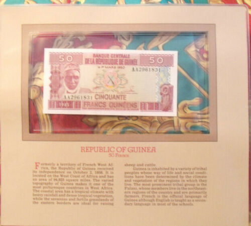 Most Treasured Banknotes Guinea 1985 50 Francs P-29a UNC Prefix AA