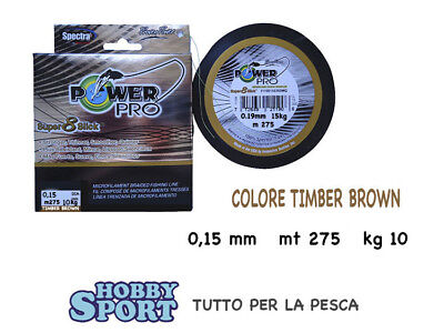 POWER PRO SUPER 8 SLICK 275 MT DIAM. 0,15 MM TIMBER BROWN FILO TRECCIATO - USA