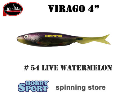 VIRAGO 4" MOLIX  COLORE 54 LIVE WATERMELON SPINNING BLACK BASS SPIGOLA