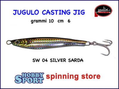MOLIX JUGULO CASTING 10 GR COL SW 04 SILVER FLASH SARDA SPINNING MARE LAGO FIUME