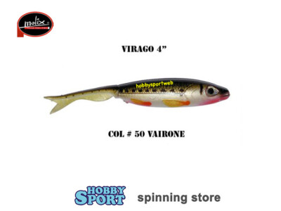 MOLIX VIRAGO 4"  COLORE 50 VAIRONE ESCA SILICONICA SPINNING BLACK BASS SPIGOLA