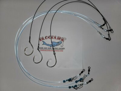 Bloodline tackle 3 pack 5ft 400lb shark surf fishing leader w 15/0 Duratin hook