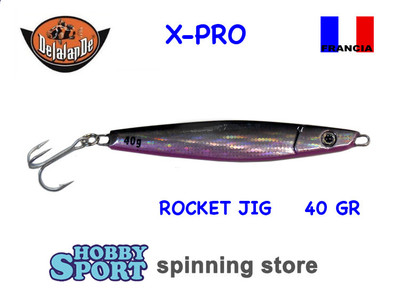 ROCKET JIG  DELALANDE  METAL JIG CASTING CM 9 GR 40 gr BLACK PURPLE SPINNING