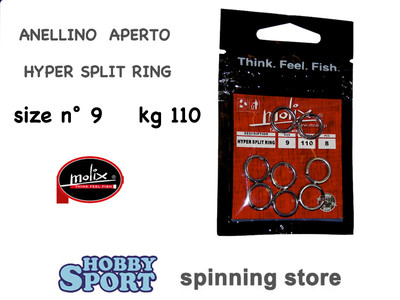 MOLIX HYPER SPLIT RING SIZE  9  TEST 110 KG  - PER SPINNING MARE - LAGO - FIUME