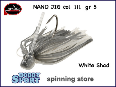MOLIX NANO JIG 5 GR  COL 111 WHITE SHAD 3/16 OZ SPINNING ARTIFICIALE BLACK BASS
