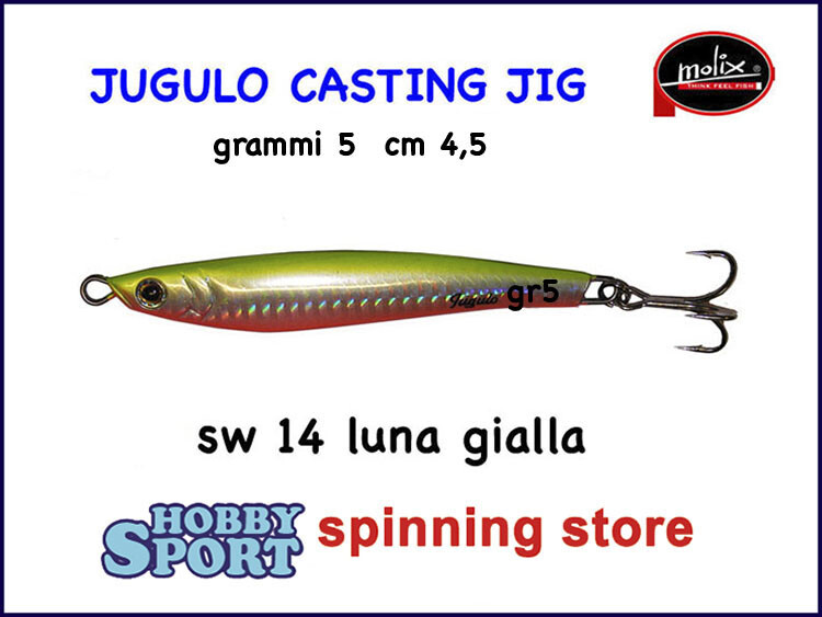 MOLIX  JUGULO CASTING 5 GR COLORE SW 14 LUNA GIALLA SPINNING MARE LAGO FIUME