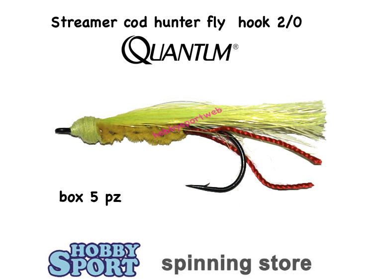 QUANTUM COD HUNTER FLY  2/0   STREAMER PER MARE LAGO FIUME PESCA MOSCA 4290023