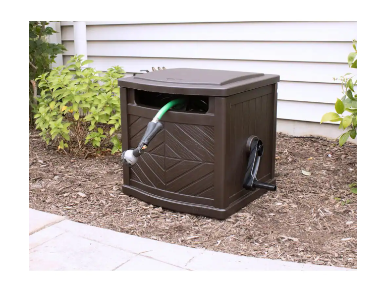 Garden Hose Portable Storage Box Outdoor Hideaway Water Reel Container 150 Ft.