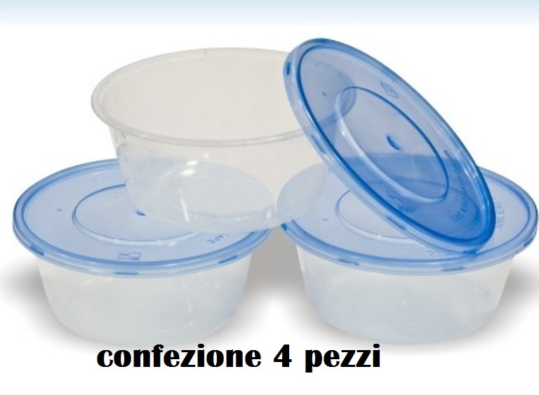 Set 4 Contenitori Multiuso Con Coperchio in Plastica Ovali 500ml Cucina dfh