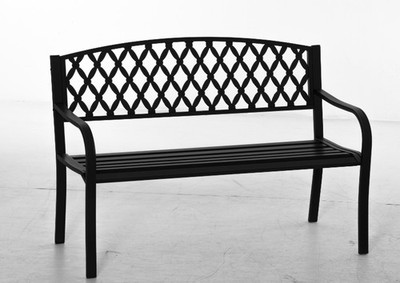 Gartenbank für Garten 128x58.5x89cm Schwarz Stahl Antik-Stil