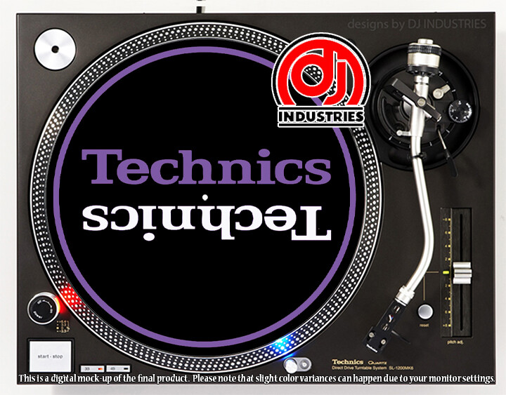 Technics Mirror Purple/White on Black - DJ slipmat for turntable record player