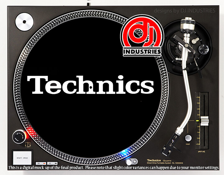 Technics Classic White on Black - DJ slipmat for LP turntable record player