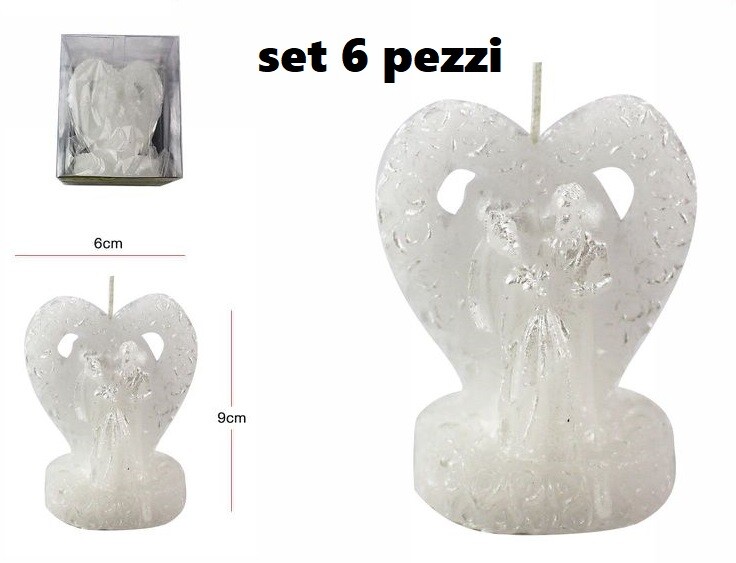 Set 6 Pezzi Candela Cera Sposi Matrimonio Cuore Bianca dfh