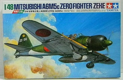 Tamiya 1/48 A6M5C Type 52 Zero Fighter Plastic Model Kit 61027 open Box 1983