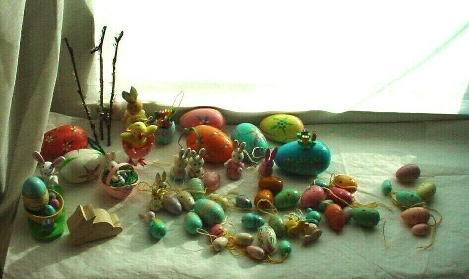 Wooden Easter Ornaments Large Assortment Hand Painted