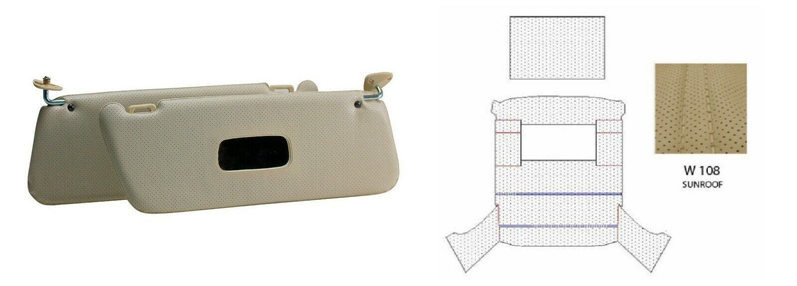 FOR MERCEDES W108 280 S Headliner and Sunvisors Cream Perforated With SUNROOF