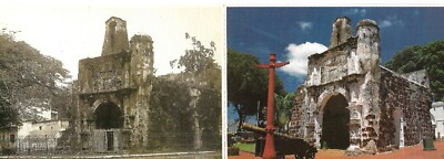 uld44 Post Card on Santiago Gate, Fort A Famosa, Melaka, Malaysia New and Old