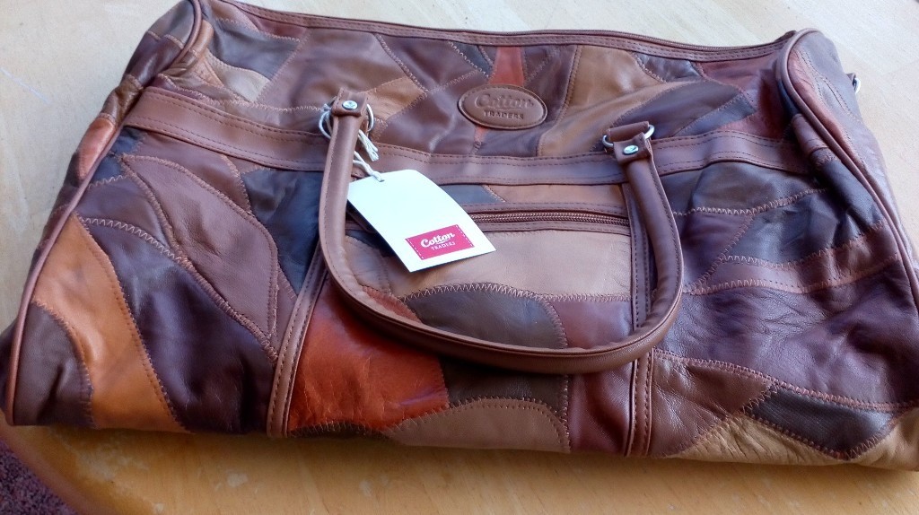 Cotton traders Tan leather patchwork holdall new in Montrose, Angus