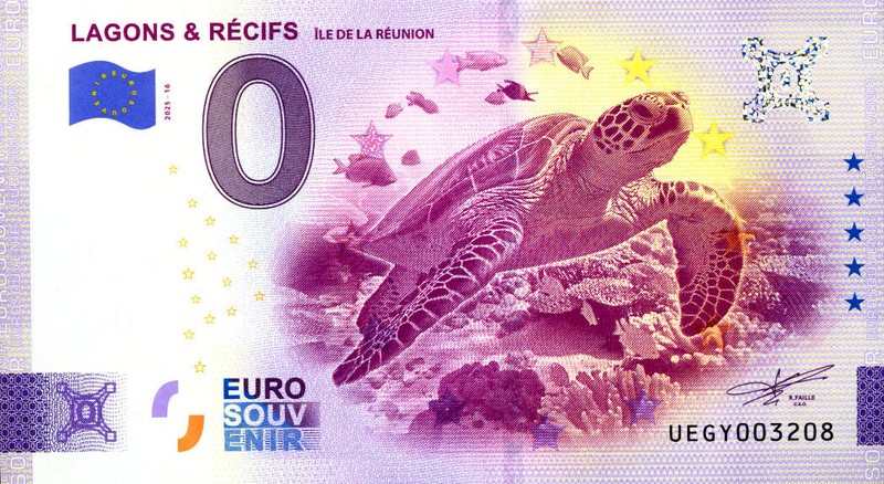 97 Ile De La Reunion Lagons & RéCifs, 2025, Billet Euro Souvenir