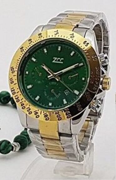 Orologio Polso ZCC 1429 Uomo Quarzo Data Elegante Bicolore Quad Verde lac